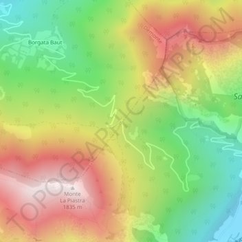 Mappa topografica Madonna del Colletto, altitudine, rilievo
