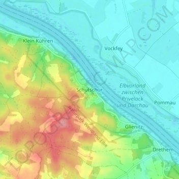 Mappa topografica Schutschur, altitudine, rilievo