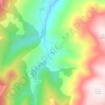 Mappa topografica Silván, altitudine, rilievo