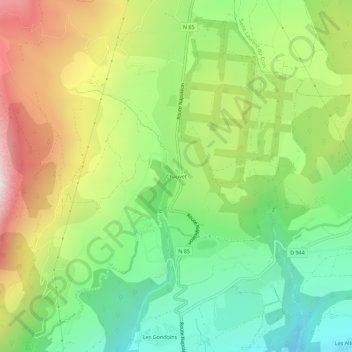 Mappa topografica Chauvet, altitudine, rilievo