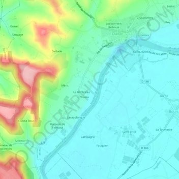 Mappa topografica Brot, altitudine, rilievo
