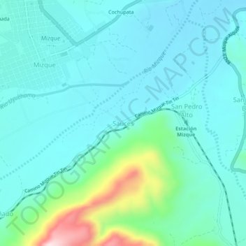 Mappa topografica Sauces, altitudine, rilievo