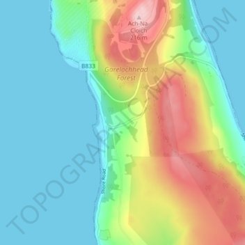 Mappa topografica Peaton, altitudine, rilievo
