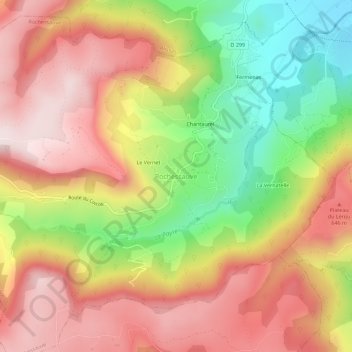Mappa topografica Rochessauve, altitudine, rilievo