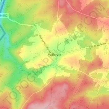Mappa topografica Willerzie, altitudine, rilievo