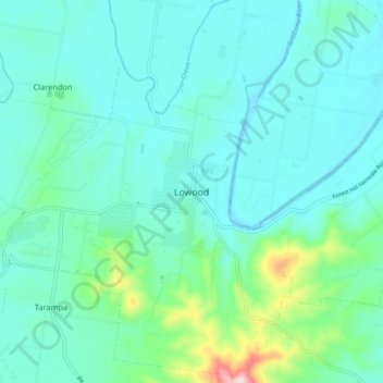 Mappa topografica Lowood, altitudine, rilievo