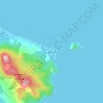 Mappa topografica Buaya, altitudine, rilievo