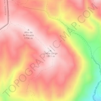 Mappa topografica Loma Larga, altitudine, rilievo