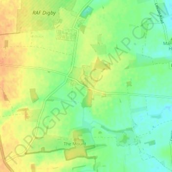Mappa topografica Ashby de la Launde, altitudine, rilievo