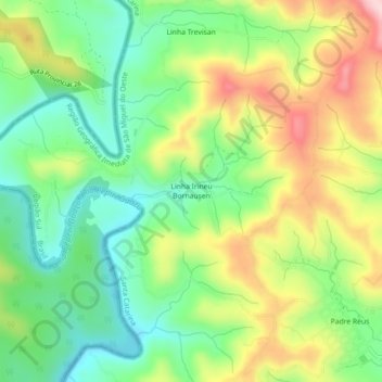 Mappa topografica Linha Irineu Bornausen, altitudine, rilievo