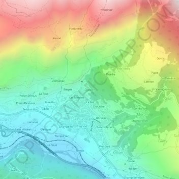 Mappa topografica Clapeon, altitudine, rilievo