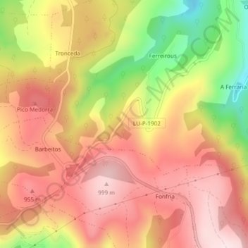 Mappa topografica Trousa, altitudine, rilievo