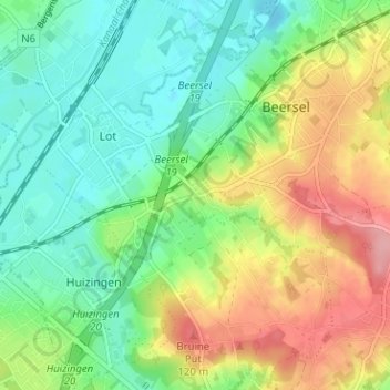 Mappa topografica Kesterbeek, altitudine, rilievo