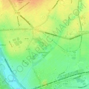 Mappa topografica Cedar Tree, altitudine, rilievo