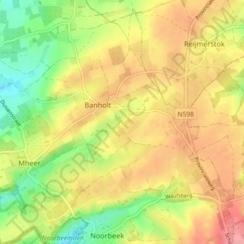 Mappa topografica Terhorst, altitudine, rilievo