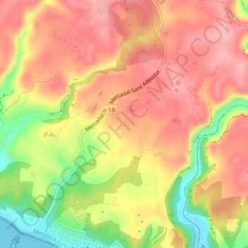 Mappa topografica es Sendet, altitudine, rilievo
