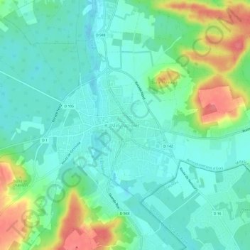 Mappa topografica Milly-la-Forêt, altitudine, rilievo