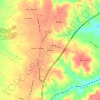 Mappa topografica Copeiro, altitudine, rilievo