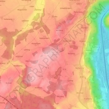 Mappa topografica Asten, altitudine, rilievo
