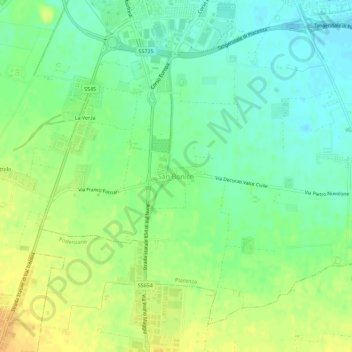 Mappa topografica San Bonico, altitudine, rilievo