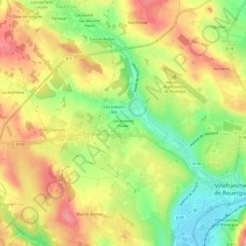 Mappa topografica Les Imberts Hauts, altitudine, rilievo