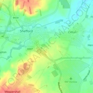 Mappa topografica Hoo Hill, altitudine, rilievo