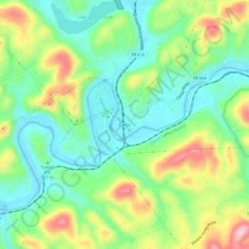 Mappa topografica Carbo, altitudine, rilievo