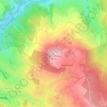Mappa topografica Schwartenberg, altitudine, rilievo
