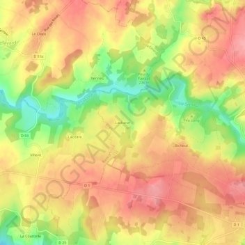 Mappa topografica Lachaise, altitudine, rilievo