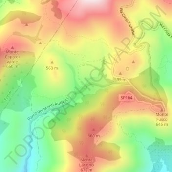 Mappa topografica Fellina, altitudine, rilievo