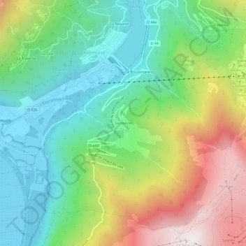 Mappa topografica Sardonne, altitudine, rilievo
