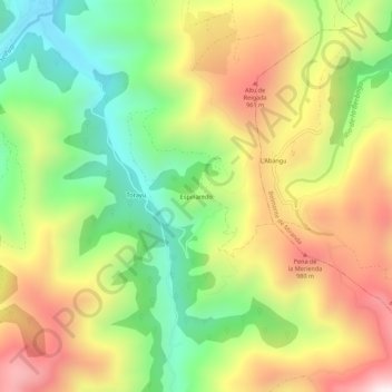 Mappa topografica Espinaredo, altitudine, rilievo