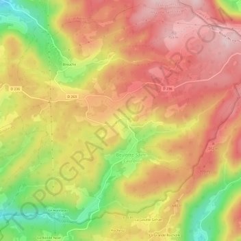 Mappa topografica La Bachetey, altitudine, rilievo