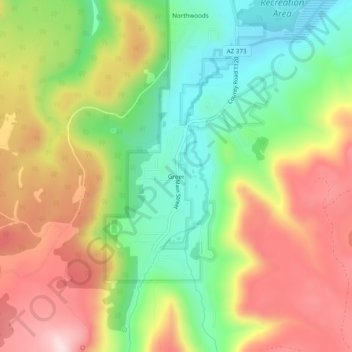 Mappa topografica Greer, altitudine, rilievo