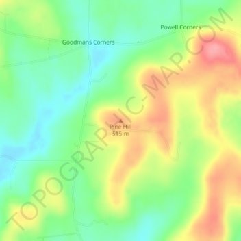 Mappa topografica Pine Hill, altitudine, rilievo