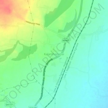 Mappa topografica Kalanthapanai, altitudine, rilievo