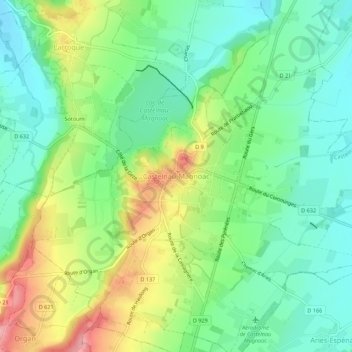 Mappa topografica Castelnau-Magnoac, altitudine, rilievo