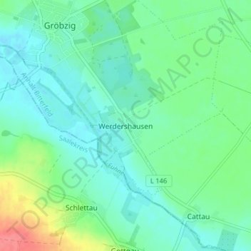 Mappa topografica Werdershausen, altitudine, rilievo