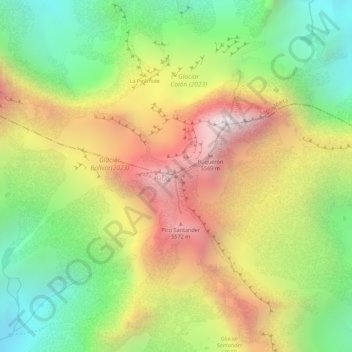 Mappa topografica Pico Simón Bolívar, altitudine, rilievo