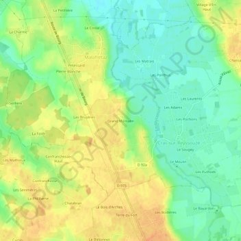 Mappa topografica Grand Montatin, altitudine, rilievo