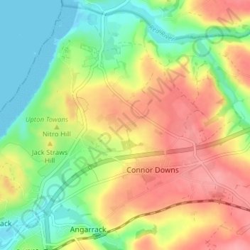 Mappa topografica Trevarnon, altitudine, rilievo