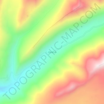 Mappa topografica Asana, altitudine, rilievo