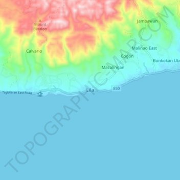 Mappa topografica Lila, altitudine, rilievo