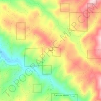 Mappa topografica Sandoz, altitudine, rilievo