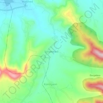 Mappa topografica Vaswewadi, altitudine, rilievo