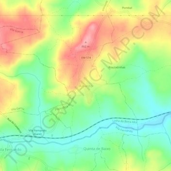 Mappa topografica Albardo, altitudine, rilievo