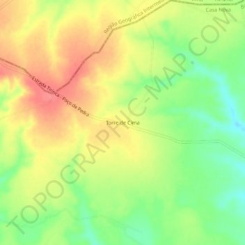 Mappa topografica Torre de Cima, altitudine, rilievo