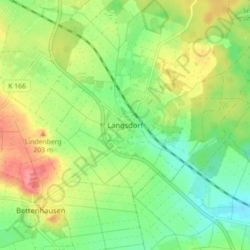 Mappa topografica Langsdorf, altitudine, rilievo