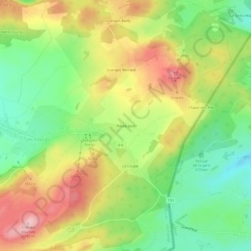 Mappa topografica Haute Joux, altitudine, rilievo