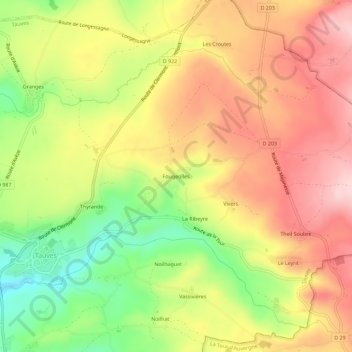 Mappa topografica Fougeolles, altitudine, rilievo